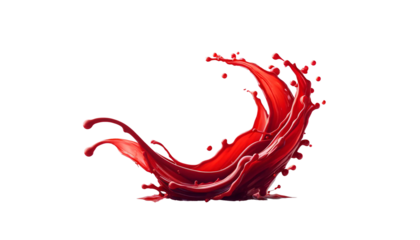 Red splash isolated  on the transparent background.