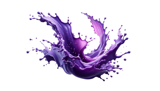 Purple splash isolated  on the transparent background.