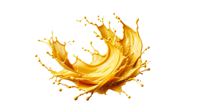yellow splash isolated  on the transparent background.