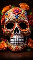 Naklejka premium Human skulls are full of colorful variations, generative ai