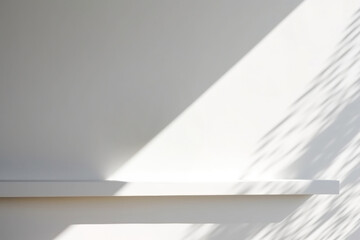 Minimalist White Shelf with Sunlit Shadows