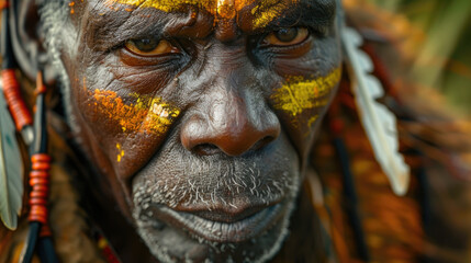 Obraz premium Retrato de un señor mayor perteneciente a una tribu africana.
