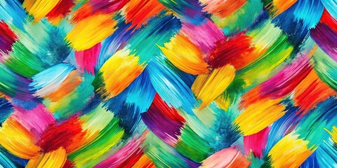 Colorful abstract brush stroke painting seamless pattern