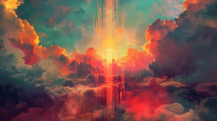 Awe Inspiring Cosmic Ceremony Depicted in Vibrant Abstract Flames and Lights