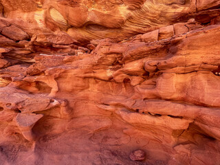 Stones and textures of the colored Red Salam Canyon, Egypt.
