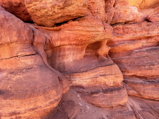 Stones and textures of the colored Red Salam Canyon, Egypt.
