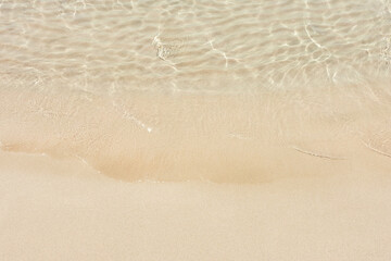 Soft blue sea wave on clean sandy beach. Elafonisi Greece.