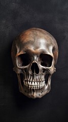 Obraz premium skull and crossbones on black, copy space, generative ai