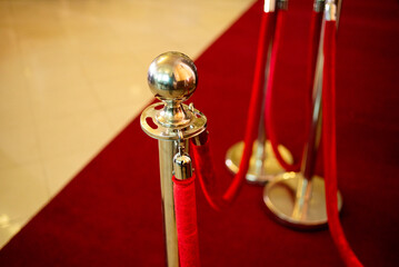 Red carpet with rope barriers