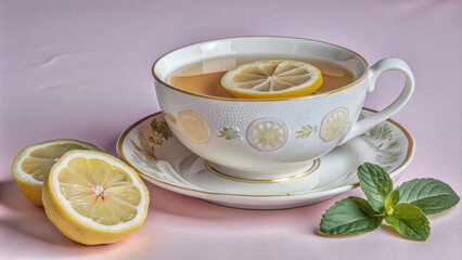 Mug with tea and lemon
