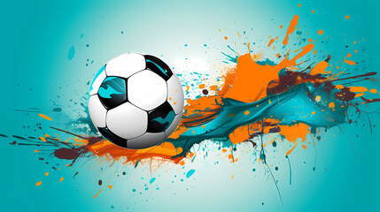 Fototapeta premium Soccer ball explosion with colors