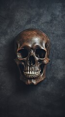 Fototapeta premium skull and crossbones on black, copy space, generative ai