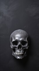 Fototapeta premium skull and crossbones on black, copy space, generative ai