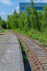 railway in the countryside, Essen, Germany 