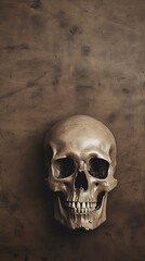 Fototapeta premium skull and crossbones on black, copy space, generative ai