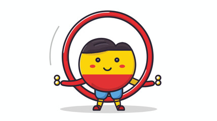 Cute romania flag badge cartoon isolated playing hula hoo