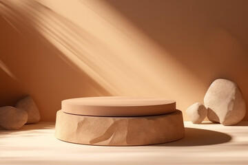 Minimalist Sandstone Pedestal with Sunlit Rocks