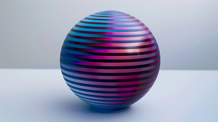 Fototapeta premium a spherical object with a pattern of horizontal lines that vary in color, creating an optical illusion of depth and movement