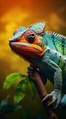 Obraz premium close up of a chameleon, generative ai