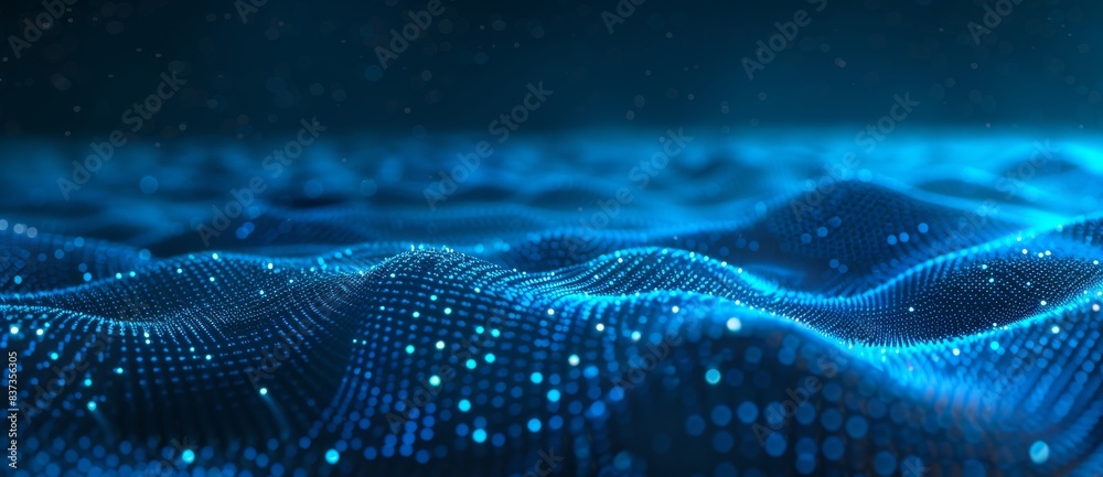 Poster 3d rendering of an abstract technology flow background. futuristic dots on the background are accomp