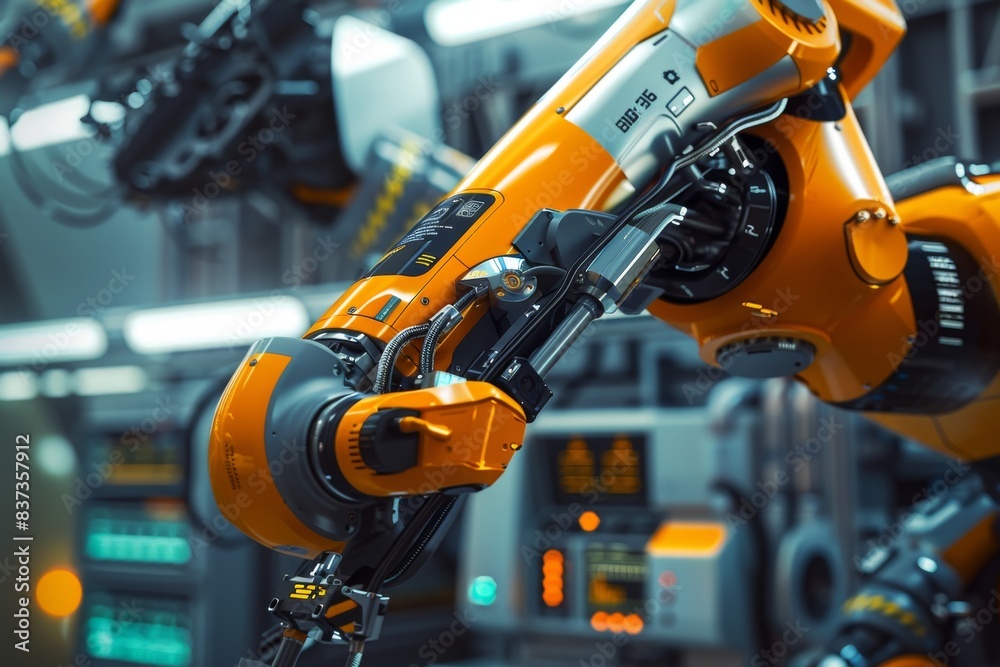 Poster an automated assembly robot assembles electronic circuit boards in a smart factory 4.0 environment