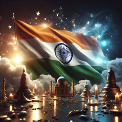 photo of an Indian flying flag HD image