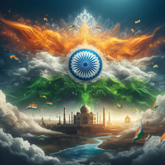 photo of an Indian flying flag HD image