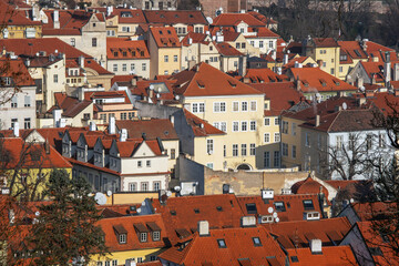 Obraz premium Aerial view of old town in Prague. Czech Republic.