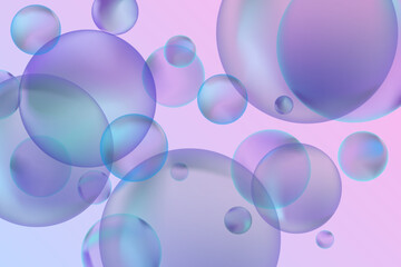 Abstract modern realistic gradient bubbles for wallpaper design. 3D gradient background. Drawing style. Trendy vector style.