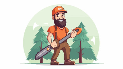 Golf lumberjack character holding a chainsaw  cute