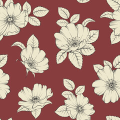 Fototapeta premium Bicolor rose floral pattern. Modern botanical design