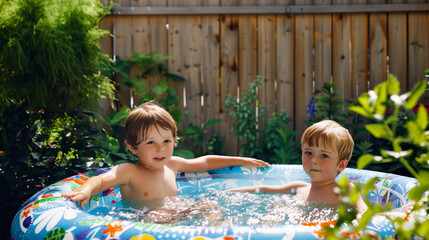 Children joyfully splash and play in a resort pool, radiating happiness and summer fun with family and friends
