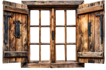 old wooden window with shutters