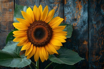 A vibrant sunflower in full bloom adds beauty to the summer landscape with its bright yellow petals