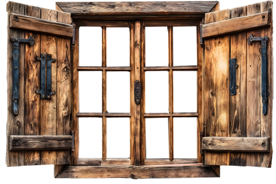 old wooden window with shutters
