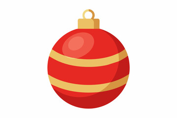 Red Christmas ornament bauble with gold top. Holiday decoration, festive decor, seasonal celebration, New Year, winter concept. Christmas ball. Isolated on white background.