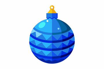 Blue Christmas ornament with golden cap. Festive decoration, holiday cheer, vibrant color, seasonal celebration, New year concept. Christmas ball. Isolated on white backdrop