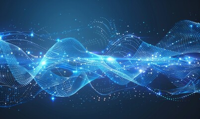 3D rendering . Big data visualization . Abstract futuristic illustration of data technology with connecting dots and lines on a dark background.