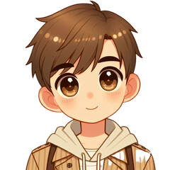 Obraz premium An illustration of a boy in love with big eyes. 