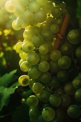 Glistening Grape Clusters Under Sunlight, Harvest time, a stage in the wine-making process, les vendanges, grape harvesting, a seasonal job.