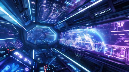 Concept Futuristic Technology, Digital Innovation, Space Exploration, Virtual Reality