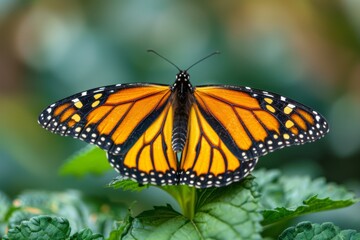 Fototapeta premium Butterfly perched on leaf