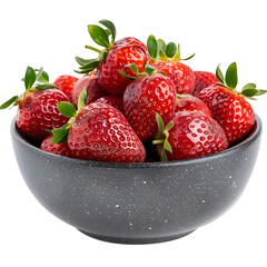 a photo of a bowl full of strawberries on a  isolated on white background, pop-art, png