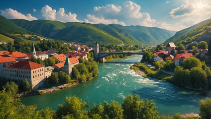 Fototapeta premium Visegrad Bosnia and Herzegovina famous