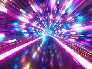 Fototapeta premium Futuristic Speed Tunnel with Light Trails