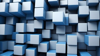 Obraz premium Background, three-dimensional cube white and blue, geometric shapes, 3D