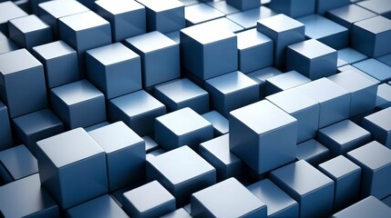 Obraz premium Background, three-dimensional cube white and blue, geometric shapes, 3D