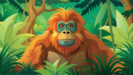 Obraz premium Orangutan Monkeys in its Natural Habitat-