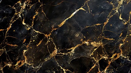 Abstract marble background fluid art black, gold colours background. AI generated illustration