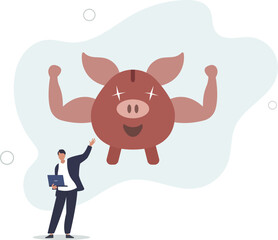 Strong financial health, success personal finance strategy or money power and growth investment.flat vector illustration.